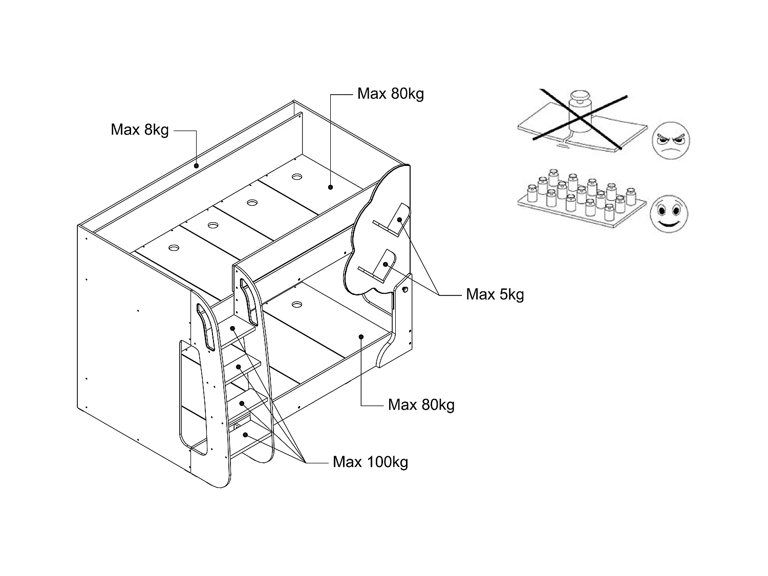 Literas 2 x 90 x 190 cm - blanco y natural - PILATI