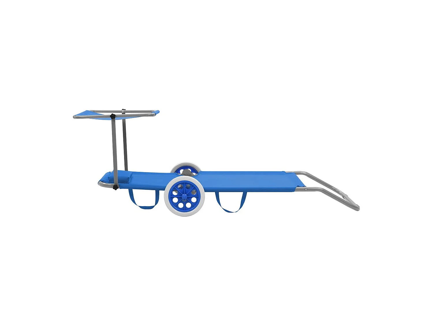 Klappliege mit Sonnenschutz und Rädern Stahl Blau