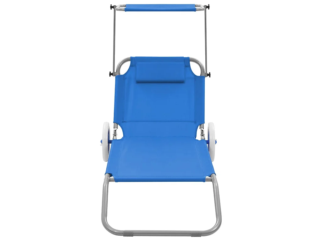 Klappliege mit Sonnenschutz und Rädern Stahl Blau