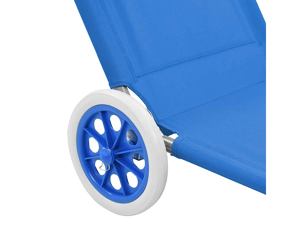 Klappliege mit Sonnenschutz und Rädern Stahl Blau