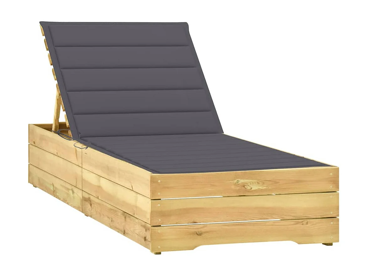 Ligbed met antracietkleurig kussen geïmpregneerd grenenhout