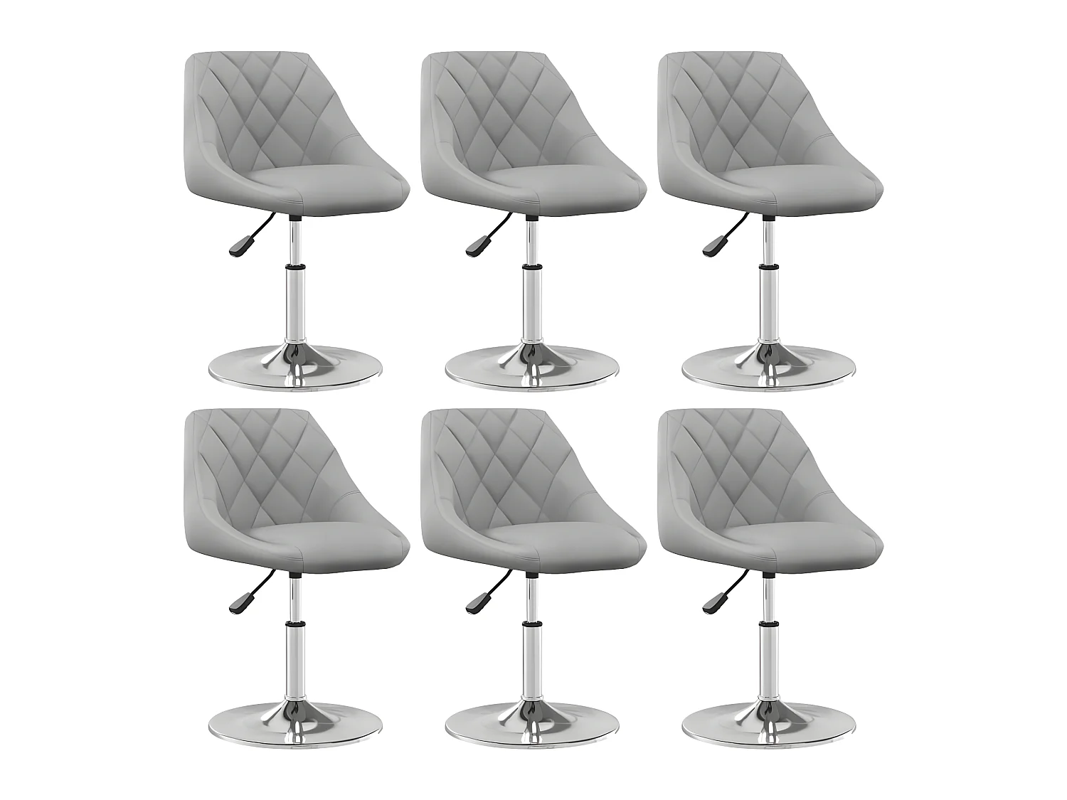 Chaises pivotantes à manger lot de 6 Gris clair Velours