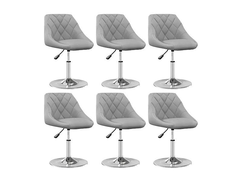 Chaises pivotantes à manger lot de 6 Gris clair Velours