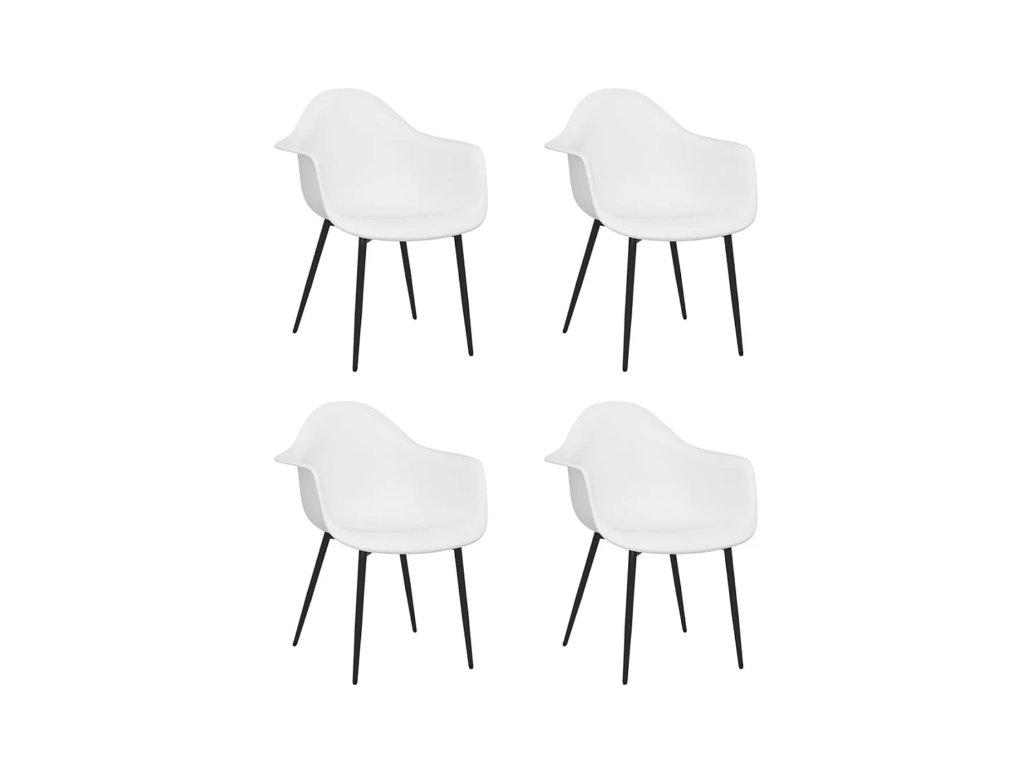 Chaises à manger lot de 4 blanc PP