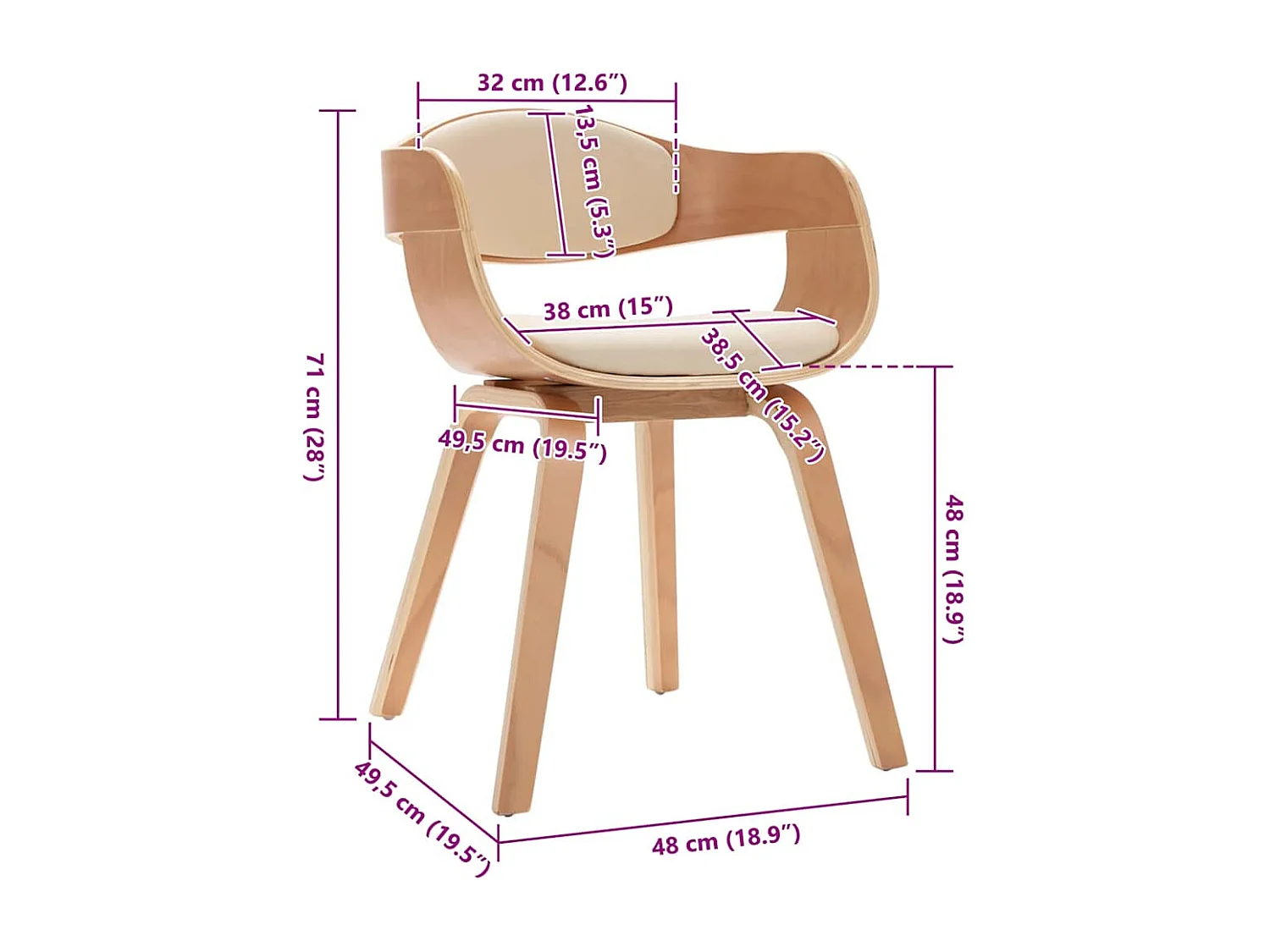 Chaises à manger lot de 2 bois courbé et similicuir