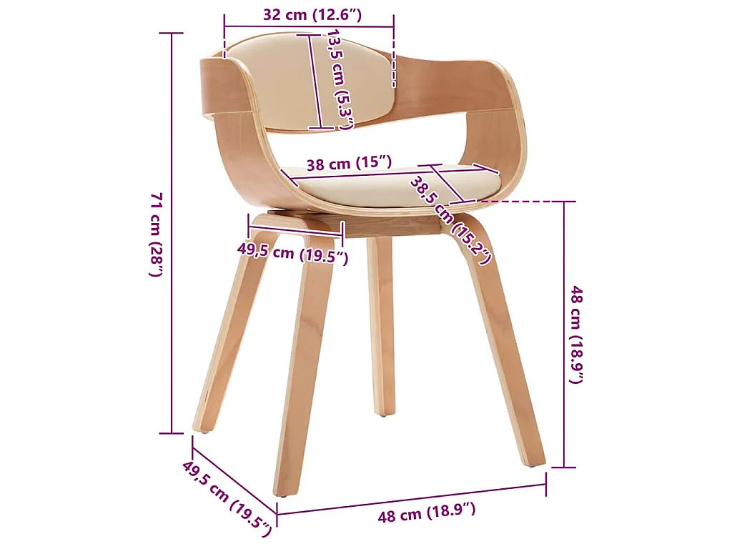 Eetkamerstoelen 2 st gebogen hout en kunstleer