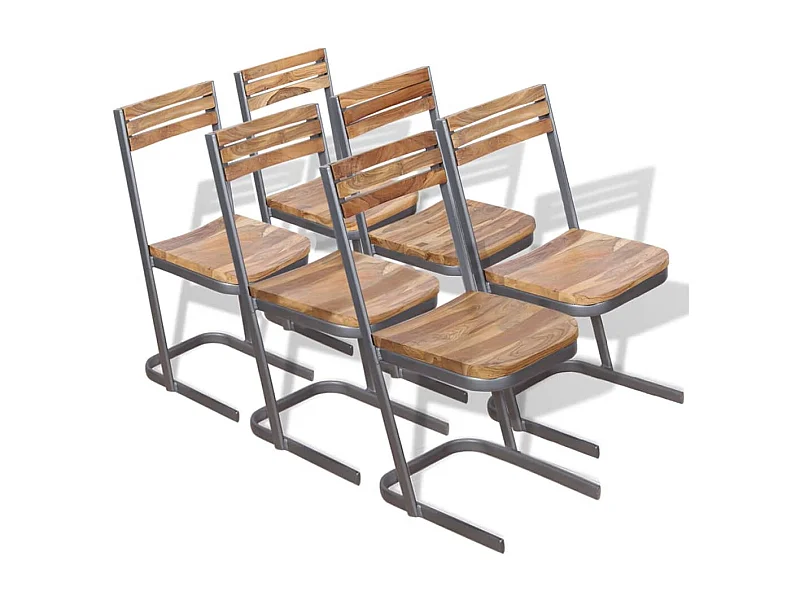 Sedie da Pranzo 6 pz in Legno Massello di Teak