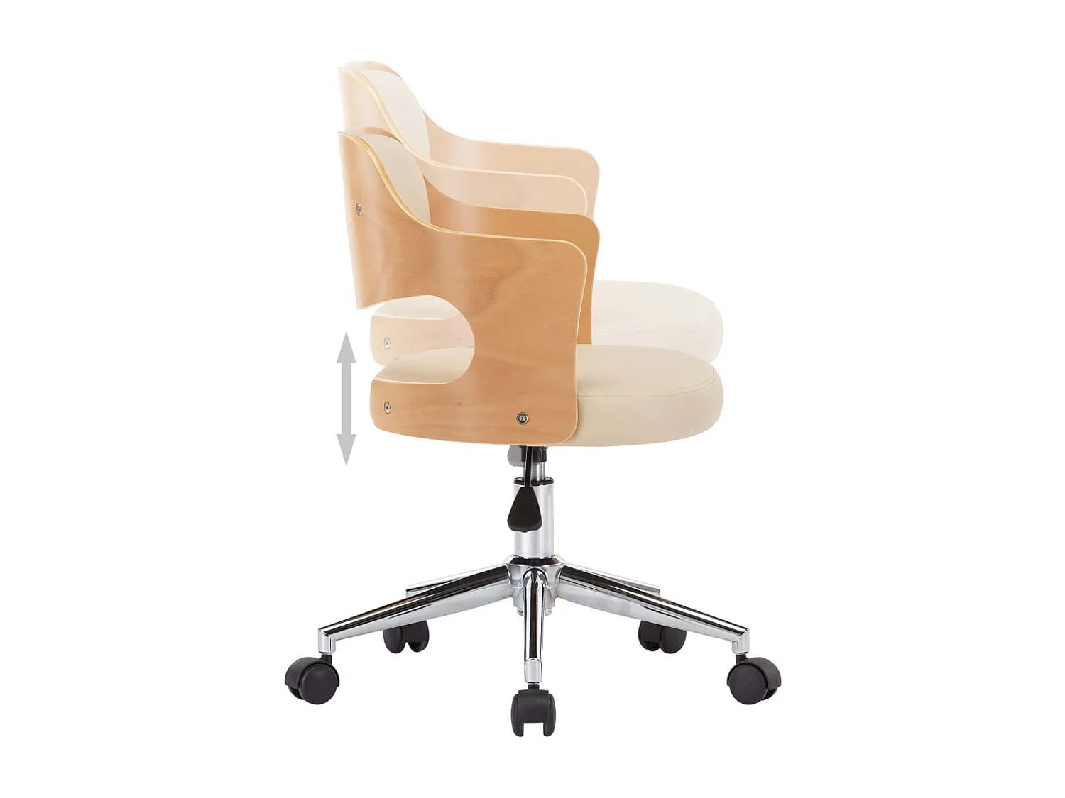 Eetkamerstoelen draaibaar 2 st gebogen hout en kunstleer crème