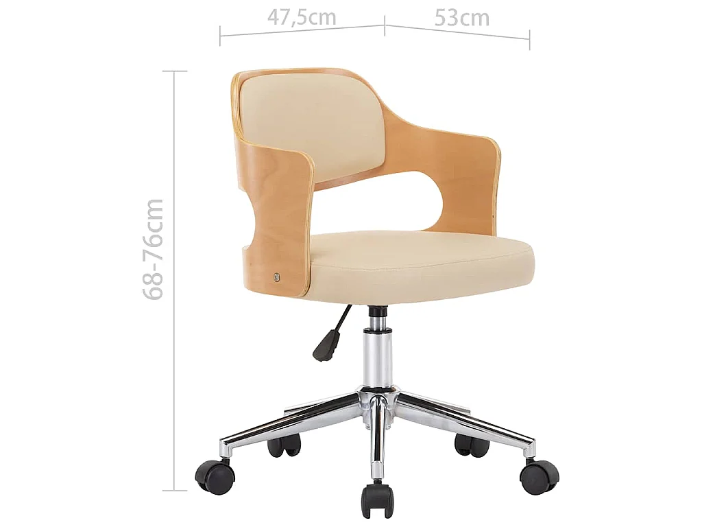 Chaise pivotante à manger Crème Bois courbé et Similicuir