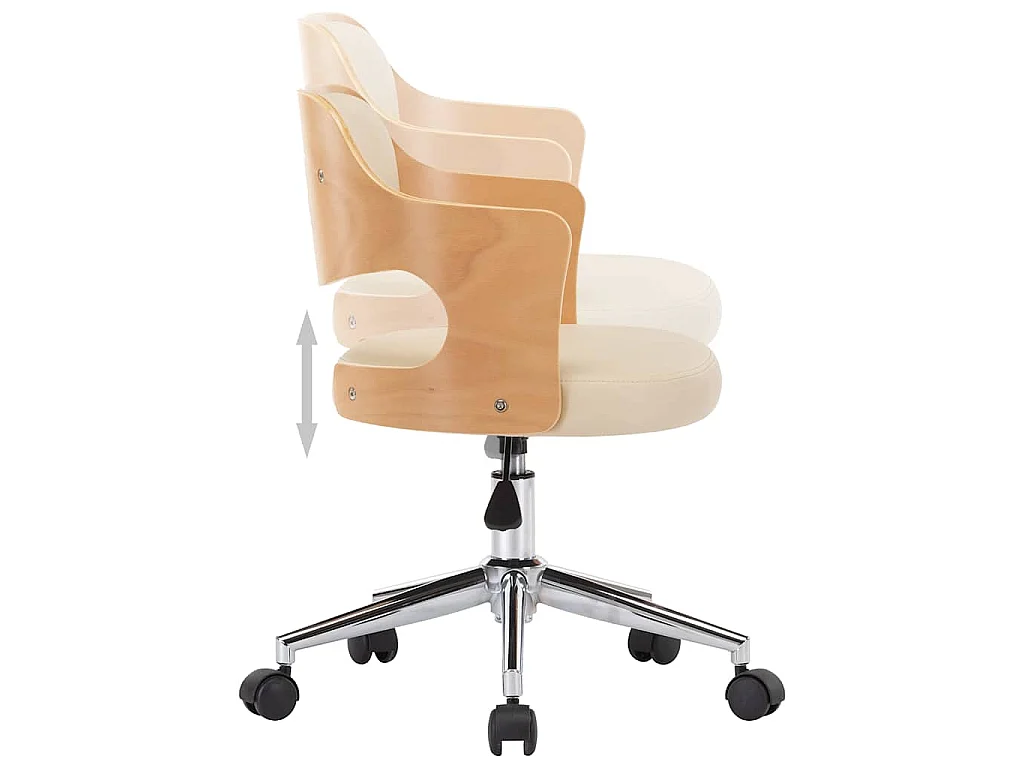Chaise pivotante à manger Crème Bois courbé et Similicuir