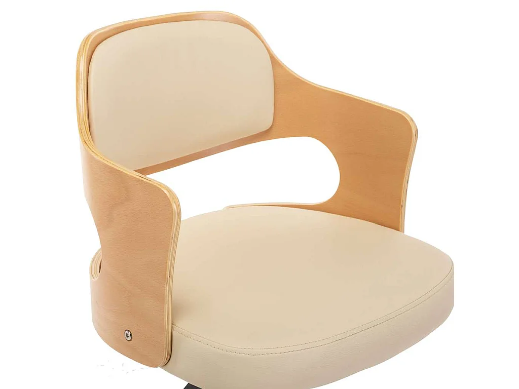 Chaise pivotante à manger Crème Bois courbé et Similicuir