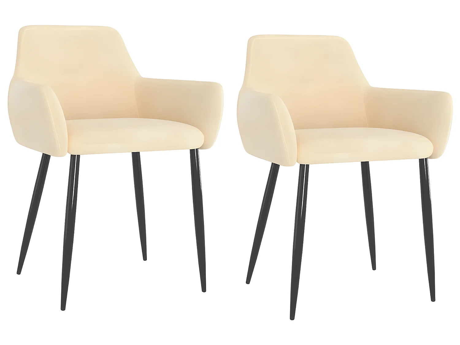 Chaises à manger lot de 2 Crème Velours