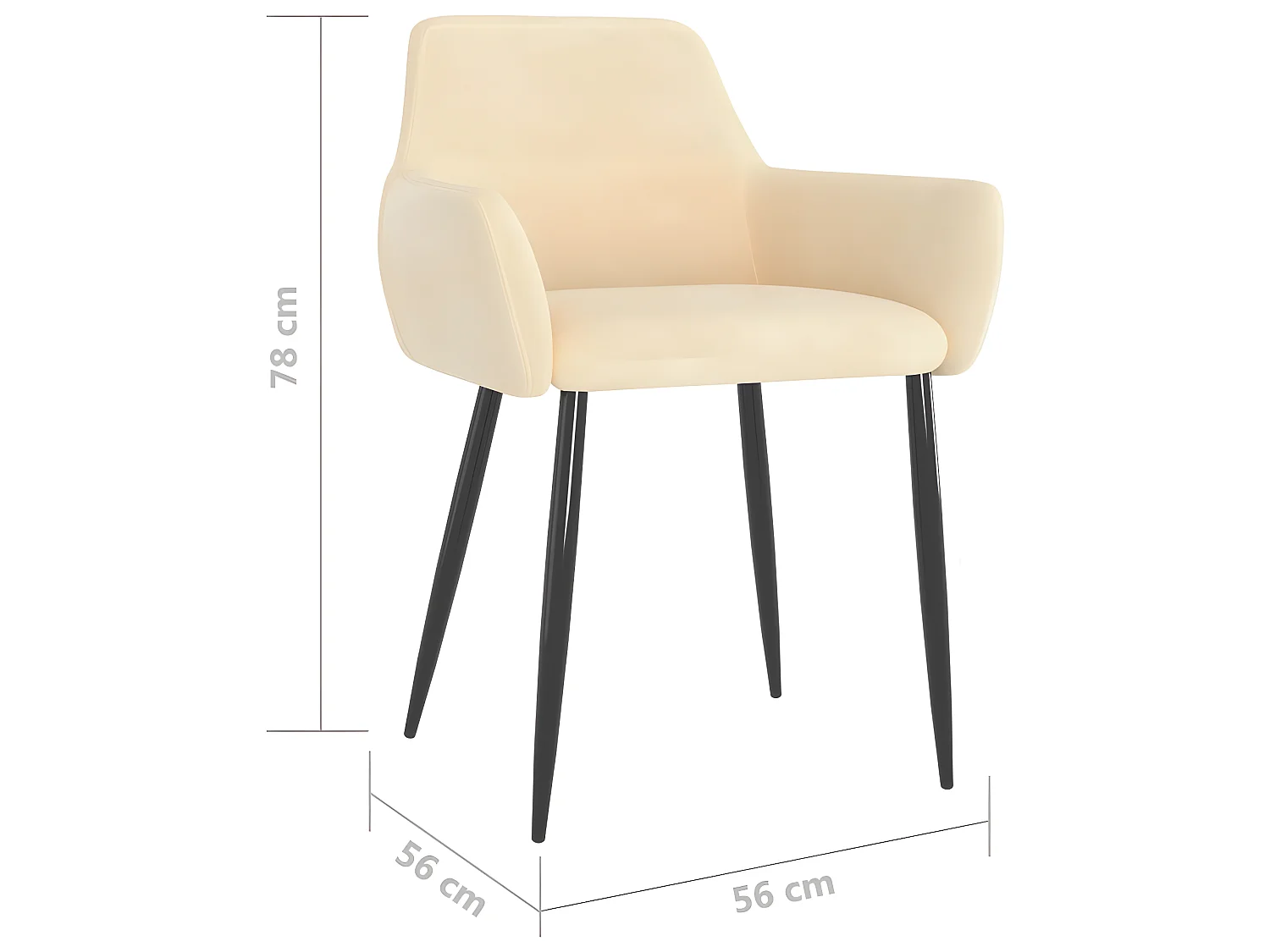 Chaises à manger lot de 2 Crème Velours