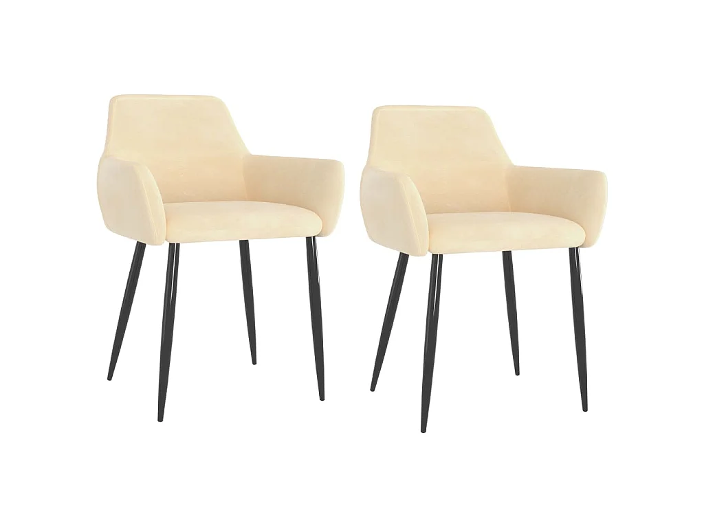 Chaises à manger lot de 2 Crème Velours