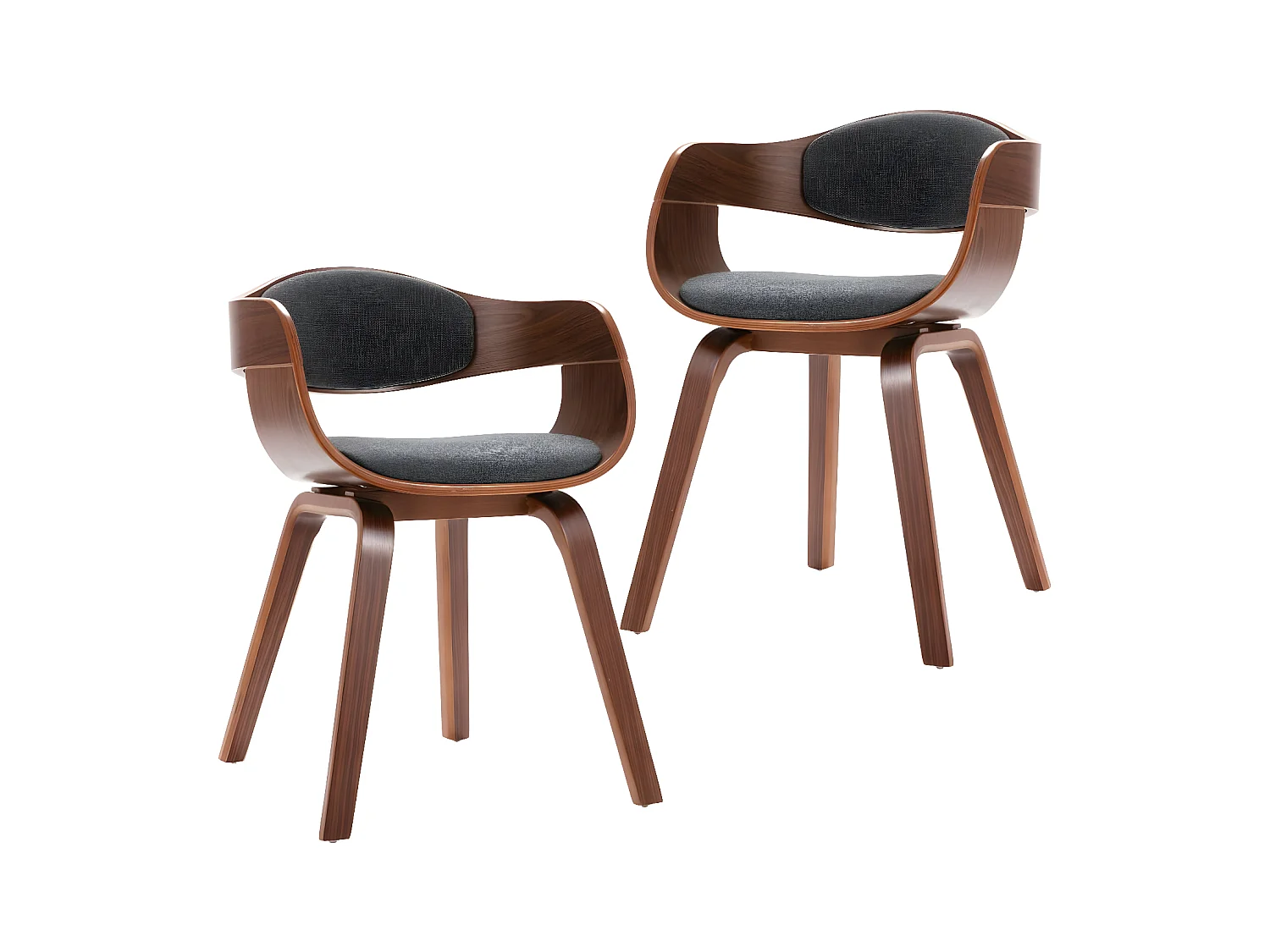 Chaises à manger lot de 2 bois courbé et tissu gris