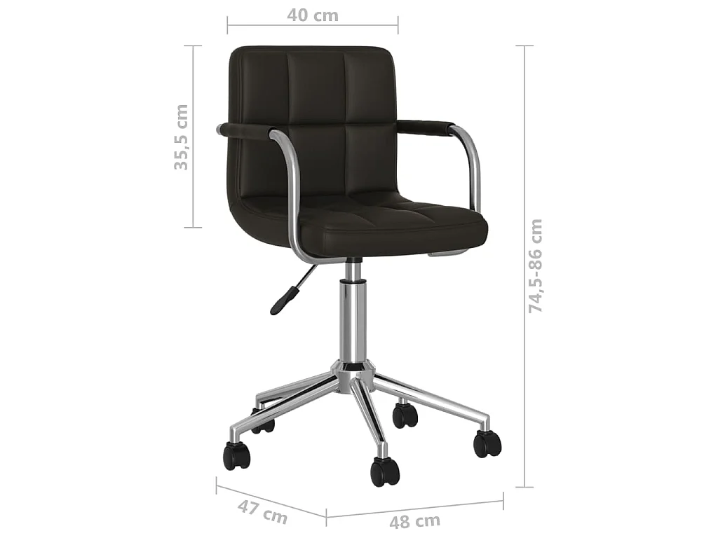 Chaise pivotante de salle à manger Noir Similicuir