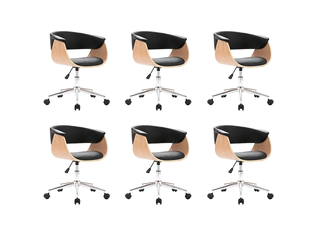 Chaises pivotantes à manger lot de 6 noir similicuir