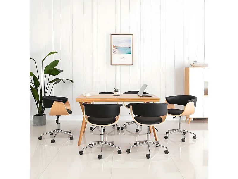 Sedie da Pranzo Girevoli 6 pz Nere in Similpelle