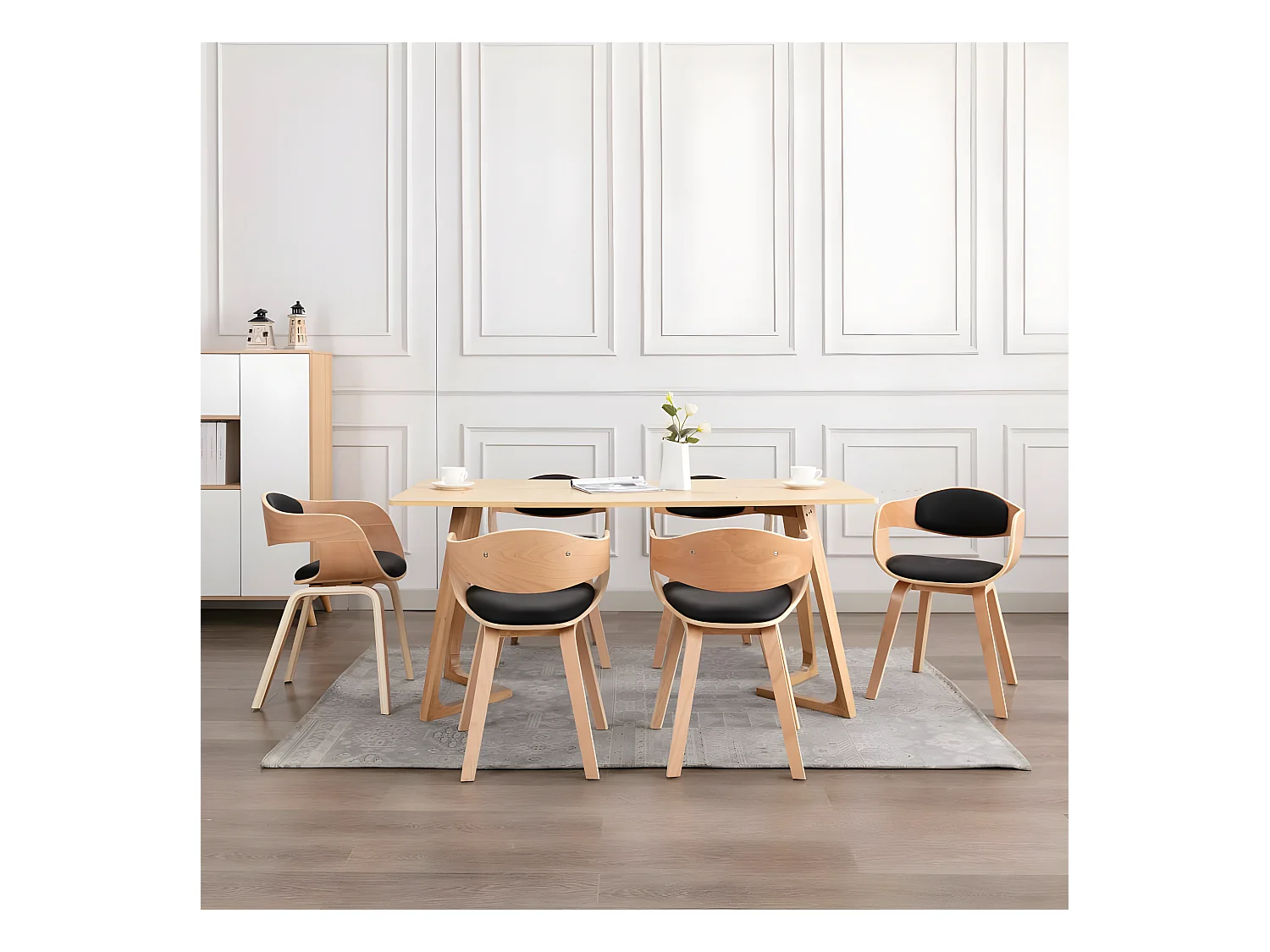 Chaises à manger lot de 6 bois courbé et similicuir