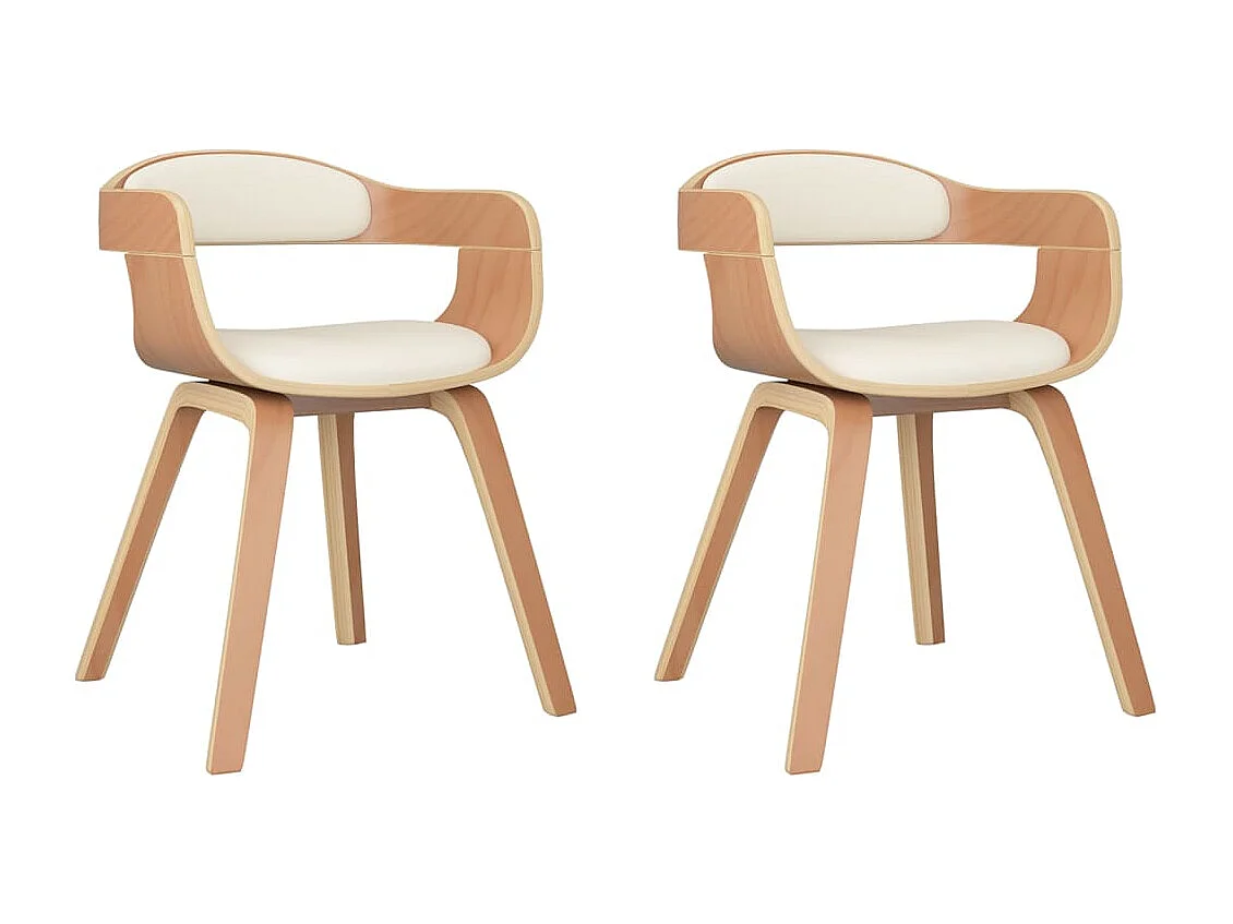 Cadeira jantar 2 pcs madeira curvada/couro artificial cor creme