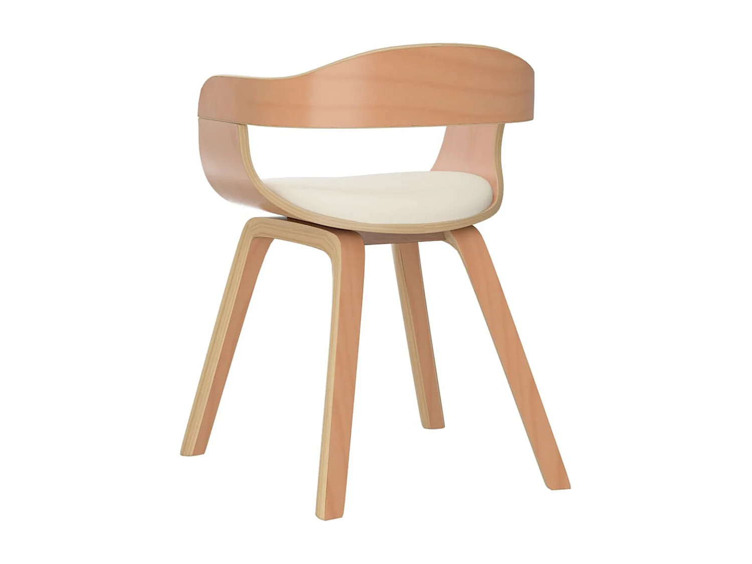 Cadeira jantar 2 pcs madeira curvada/couro artificial cor creme