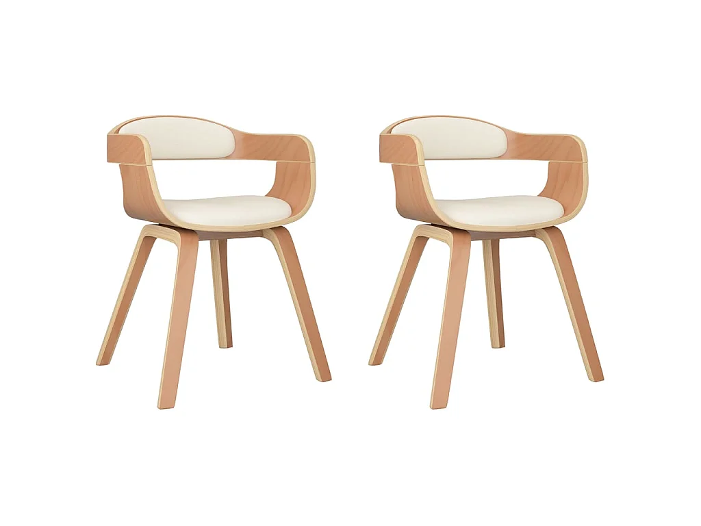 Chaises à manger lot de 2 crème similicuir et bois courbé
