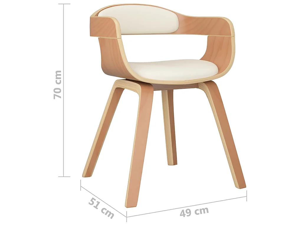 Chaises à manger lot de 2 crème similicuir et bois courbé