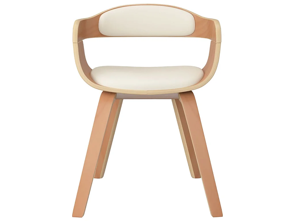 Chaises à manger lot de 2 crème similicuir et bois courbé