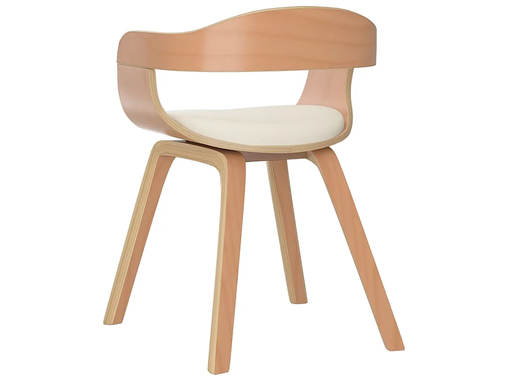 Chaises à manger lot de 2 crème similicuir et bois courbé