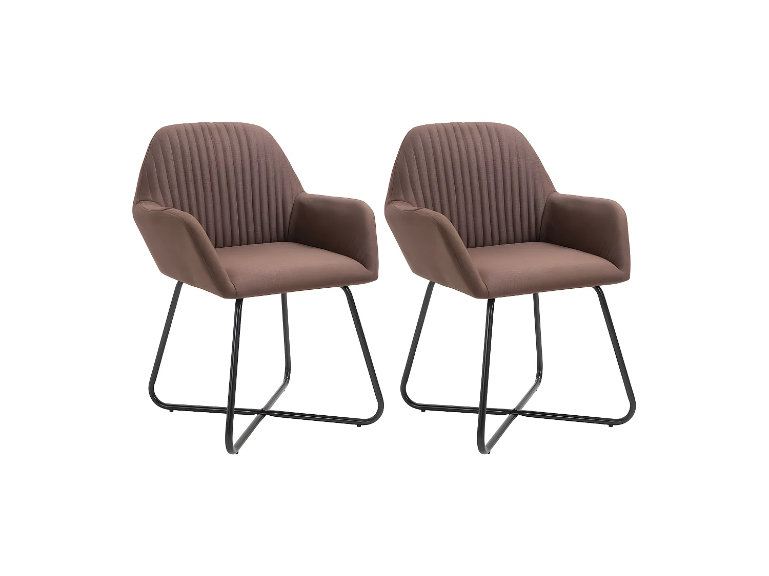 Eetkamerstoelen 2 st stof bruin