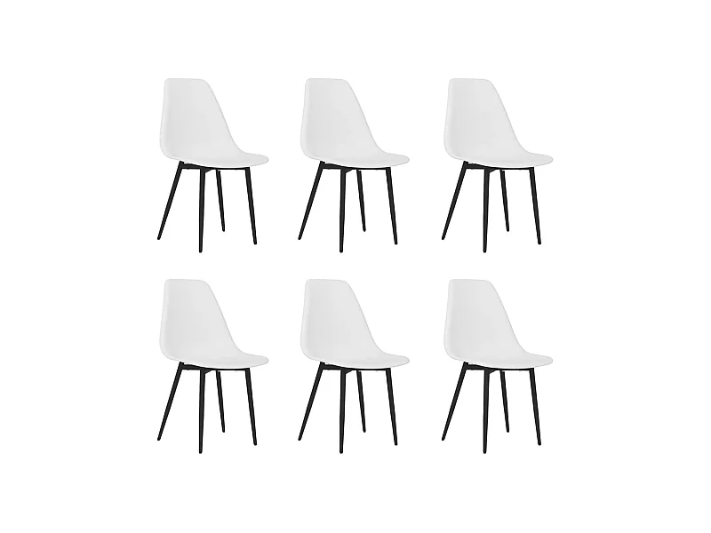 Cadeiras de jantar 6 pcs PP branco