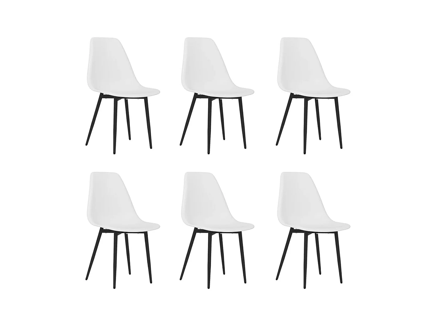 Chaises à manger lot de 6 blanc PP
