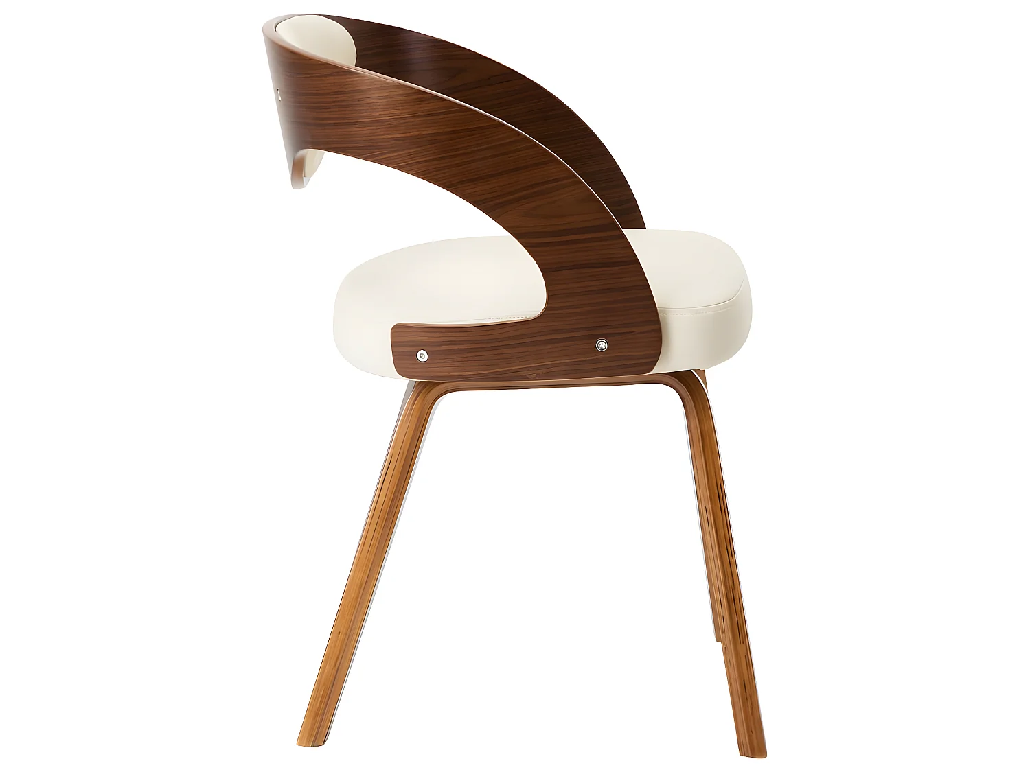 Eetkamerstoelen 2 st gebogen hout en kunstleer crèmekleurig