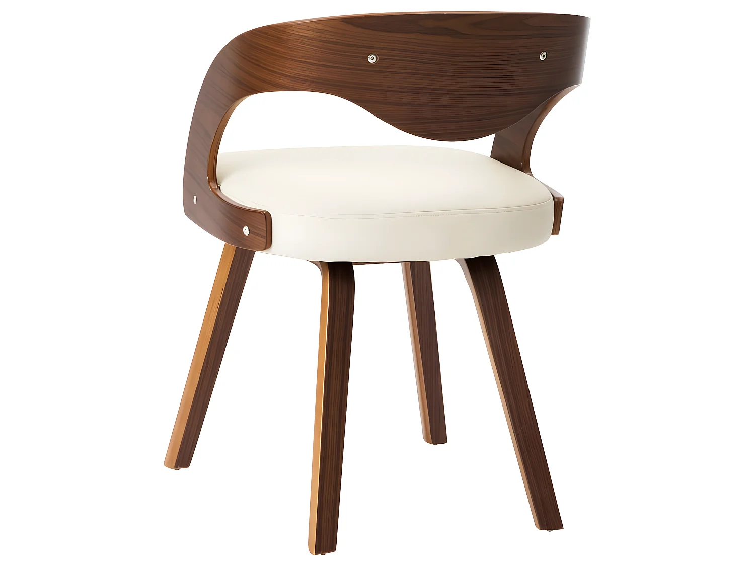 Eetkamerstoelen 2 st gebogen hout en kunstleer crèmekleurig