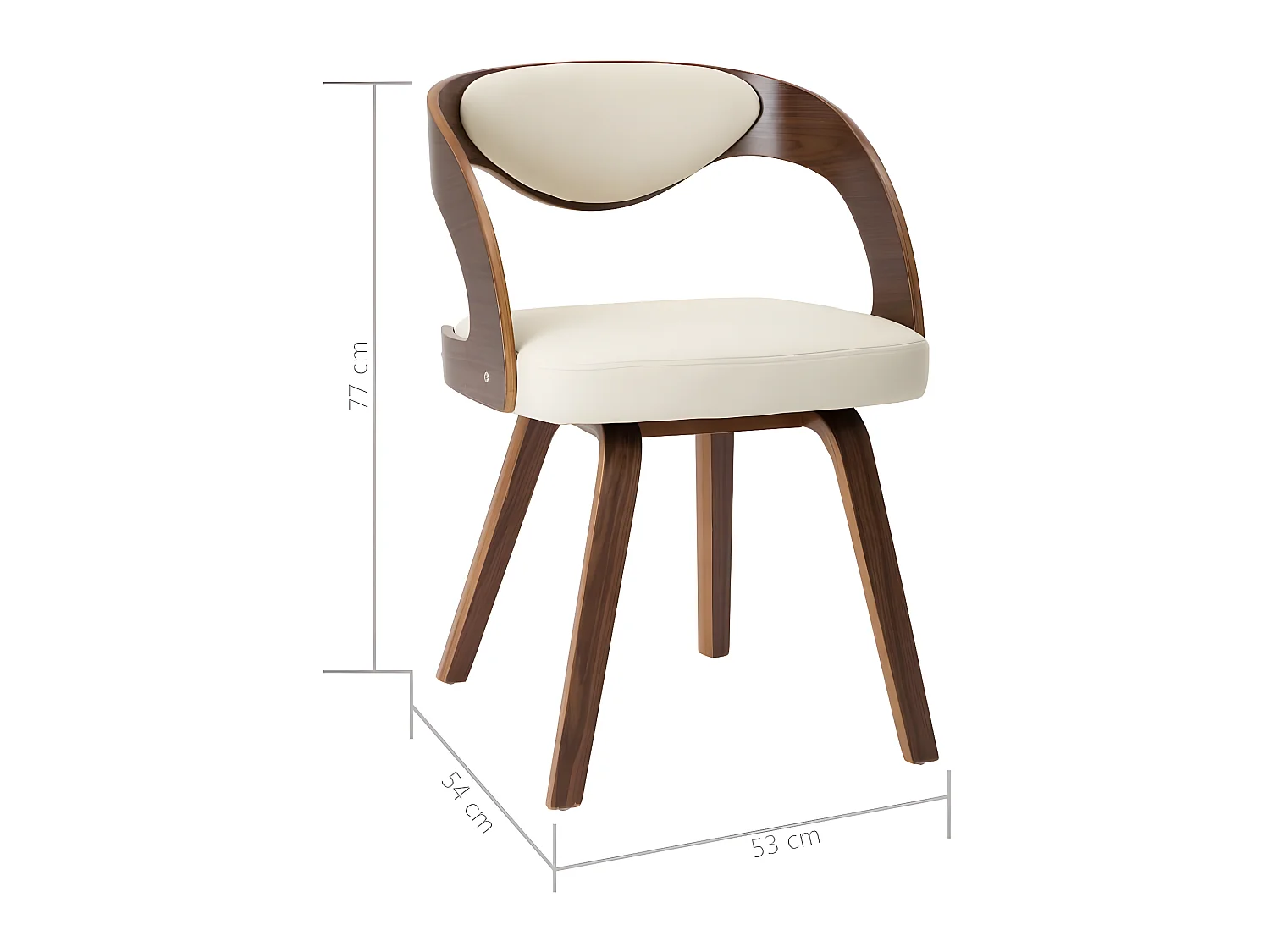 Eetkamerstoelen 2 st gebogen hout en kunstleer crèmekleurig