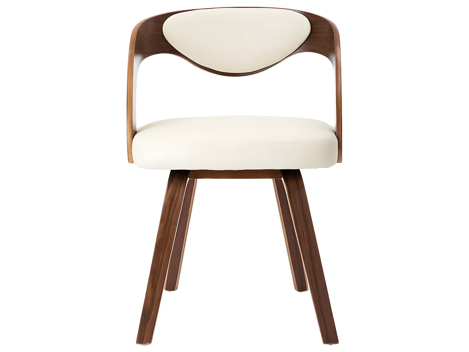 Eetkamerstoelen 2 st gebogen hout en kunstleer crèmekleurig