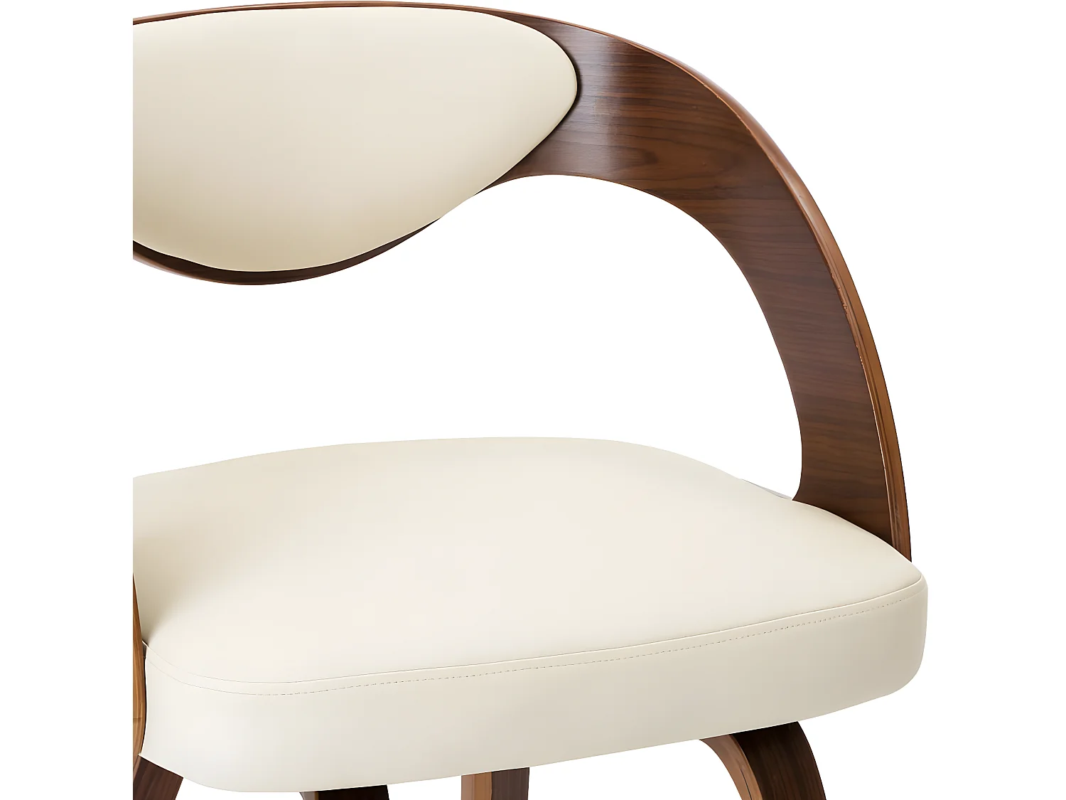 Eetkamerstoelen 2 st gebogen hout en kunstleer crèmekleurig