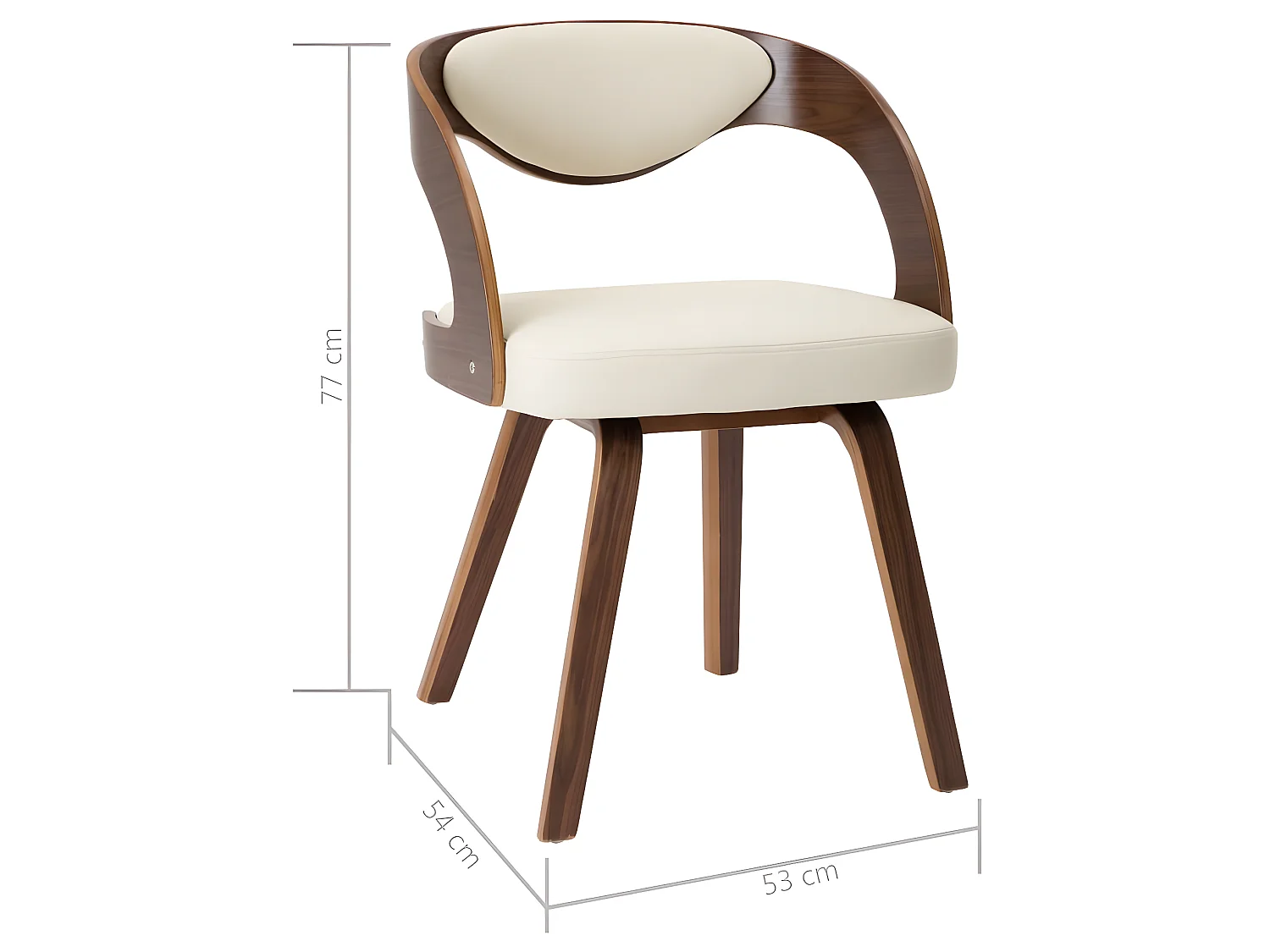 Eetkamerstoelen 2 st gebogen hout en kunstleer crèmekleurig