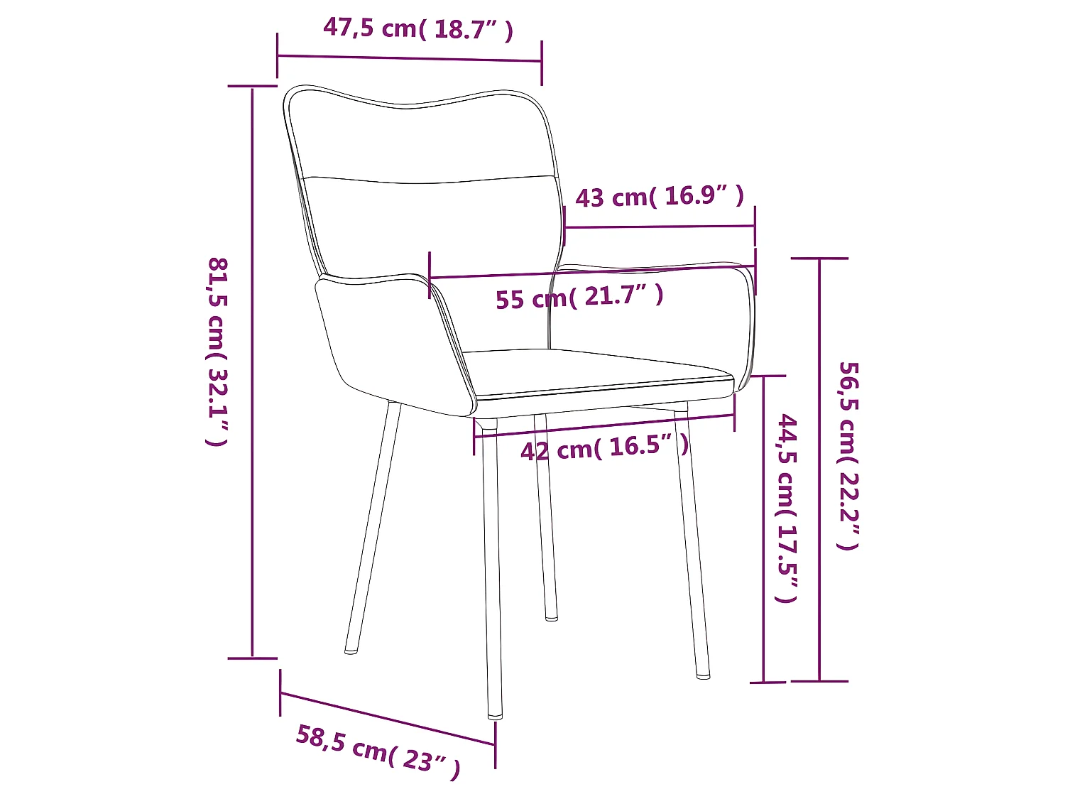 Chaises à manger lot de 2 Bleu Velours