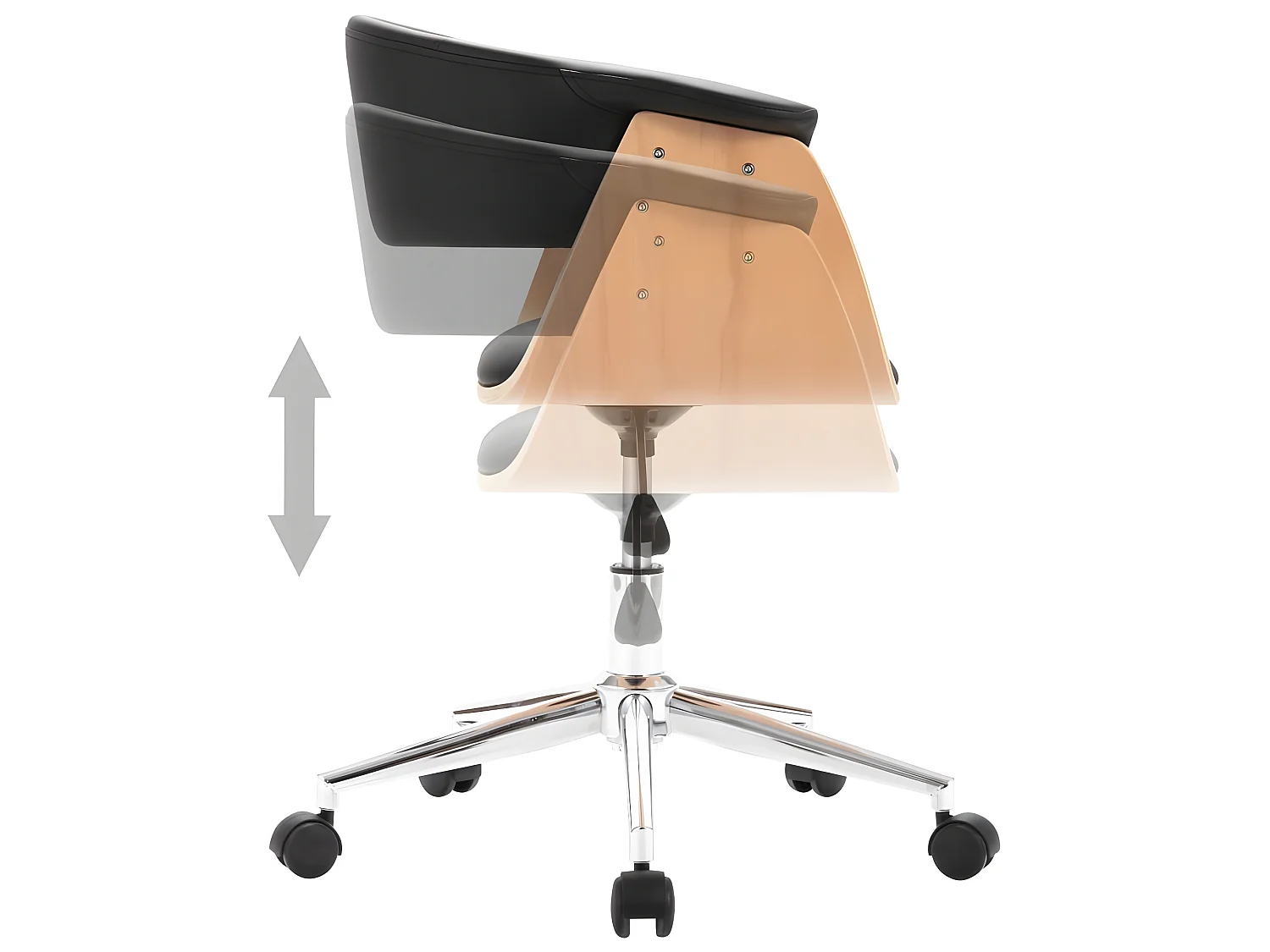 Sillas de comedor giratorias 4 unidades cuero sintético negro