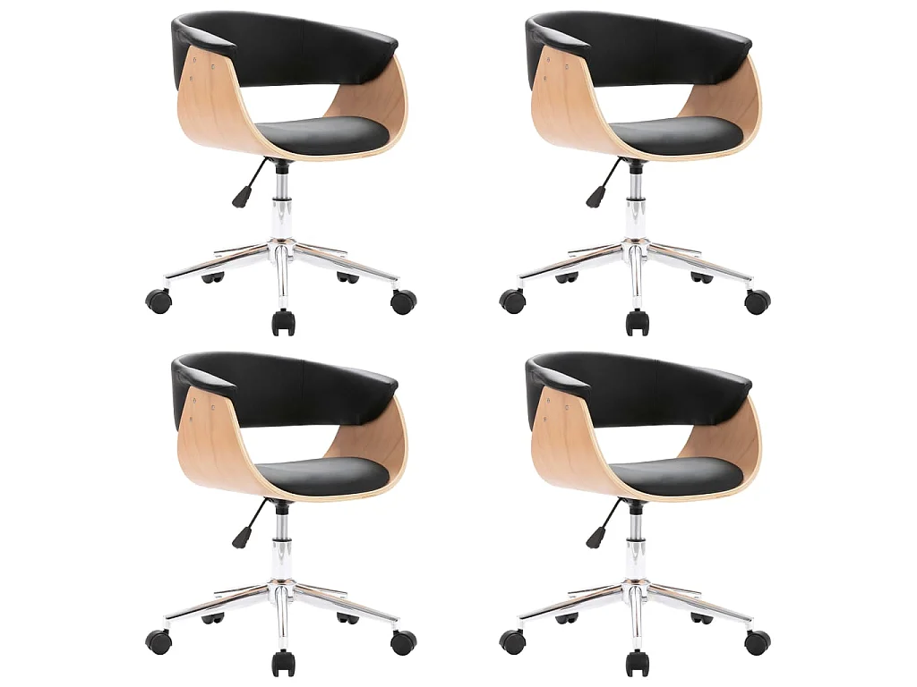 Chaises pivotantes à manger lot de 4 Noir Similicuir