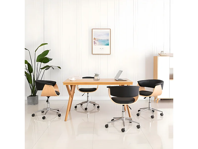 Sillas de comedor giratorias 4 unidades cuero sintético negro