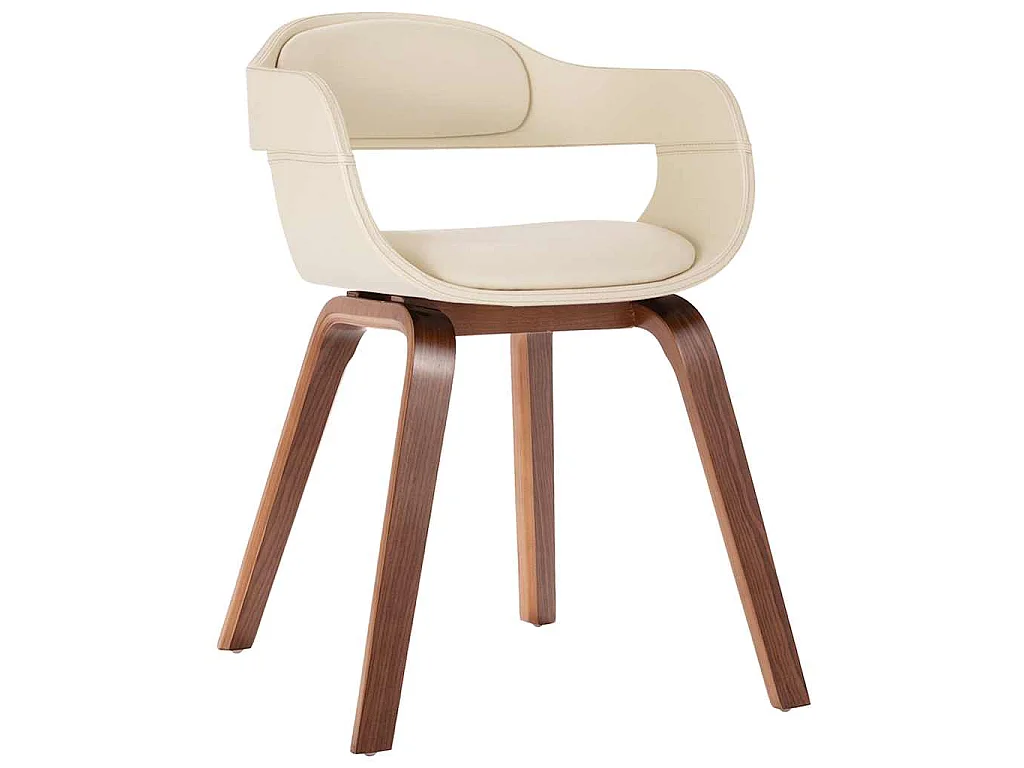 Chaise de salle à manger Blanc Bois courbé et similicuir