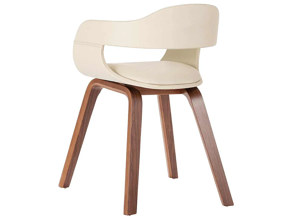 Chaise de salle à manger Blanc Bois courbé et similicuir
