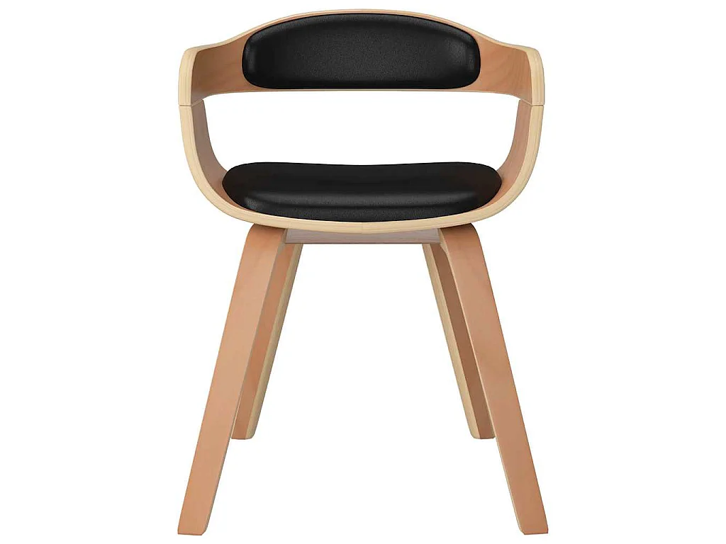 Eetkamerstoelen 2 st gebogen hout en kunstleer zwart