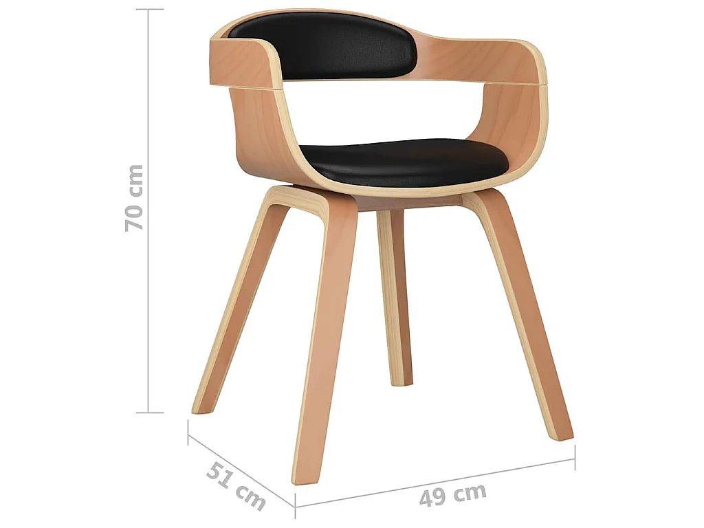 Eetkamerstoelen 2 st gebogen hout en kunstleer zwart