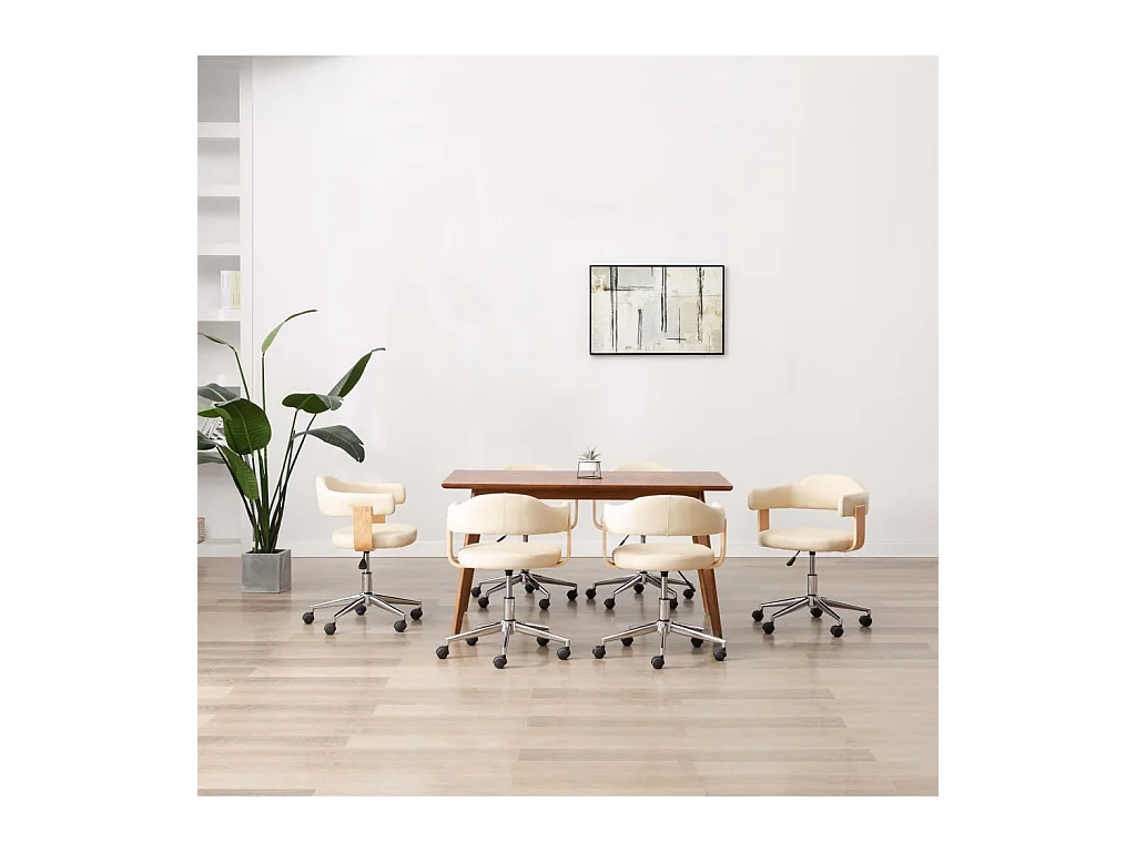 Chaises pivotantes à manger lot de 6 crème similicuir