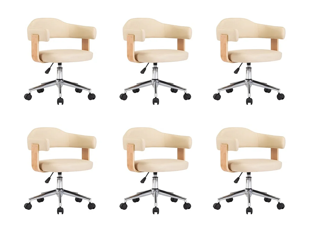 Eetkamerstoelen 6 st draaibaar 6 st kunstleer crèmekleurig