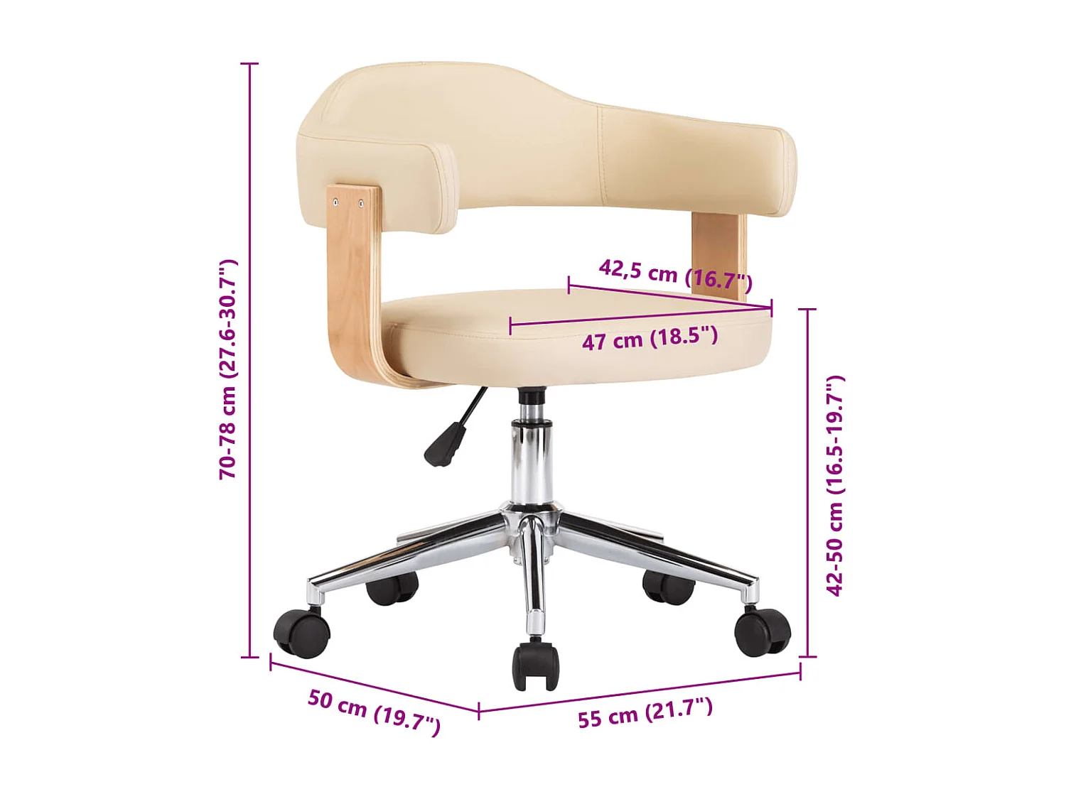 Sillas de comedor giratorias 6 unidades cuero sintético crema