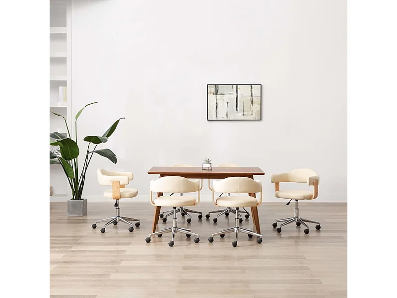 Chaises pivotantes à manger lot de 6 crème similicuir